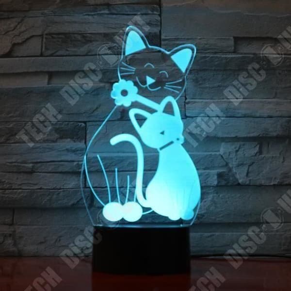 TD® Optisk bordslampa dekorativ touch 7 färger optisk illusion - kattmodell - USB-kabel med låg förbrukning eller 3 AAA-batterier