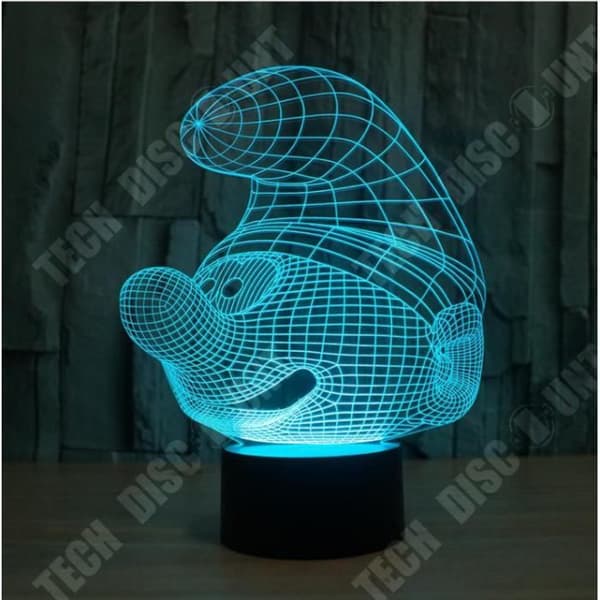 TD® Julklapp för barn 3D Smurfarna Formade Nattljus LED 7 Färger Byt skrivbordslampa Sovrumsdekoration C