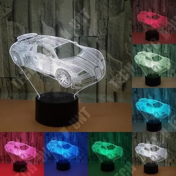TD® Optisk bordslampa dekorativ touch 7 färger optisk illusion - bilmodell - låg förbrukning USB-kabel eller 3 batterier