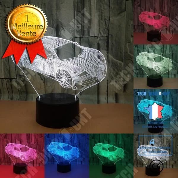 TD® Optisk bordslampa dekorativ touch 7 färger optisk illusion - bilmodell - låg förbrukning USB-kabel eller 3 batterier