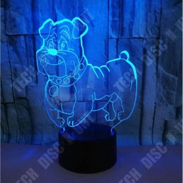 TD® Optisk bordslampa dekorativ touch 7 färger optisk illusion - hundmodell - låg förbrukning USB-kabel eller 3 AAA-batterier
