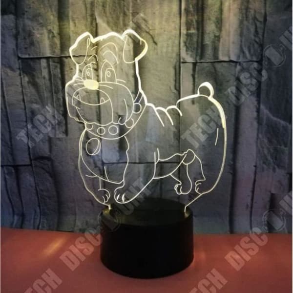 TD® Optisk bordslampa dekorativ touch 7 färger optisk illusion - hundmodell - låg förbrukning USB-kabel eller 3 AAA-batterier