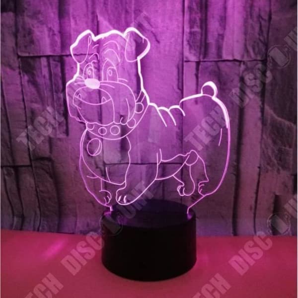 TD® Optisk bordslampa dekorativ touch 7 färger optisk illusion - hundmodell - låg förbrukning USB-kabel eller 3 AAA-batterier