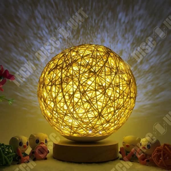 TD® Creative LED nattlampa med sänglampa i trä present handvävd lampskärm dekoration modern heminredning