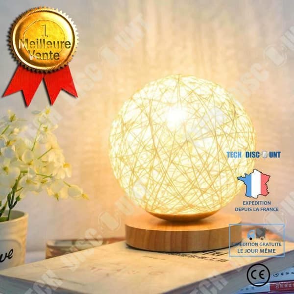 TD® Creative LED nattlampa med sänglampa i trä present handvävd lampskärm dekoration modern heminredning
