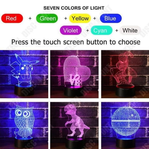 TD® 3D Enhörningslampa LED-ljus Ansluten Flicka Barnpresent Julprinsessan Fancy presentdekoration 16 färger Touch 36V