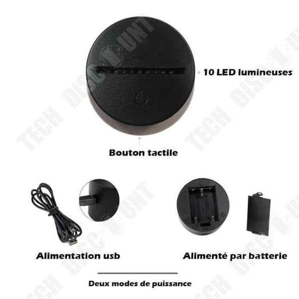 TD® Optisk bordslampa dekorativ touch 7 färger optisk illusion - telefonmodell - låg förbrukning USB-kabel 3 AAA-batterier