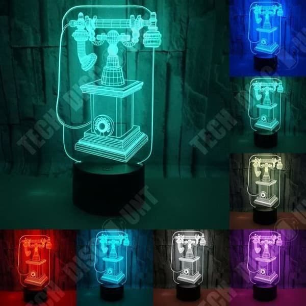 TD® Optisk bordslampa dekorativ touch 7 färger optisk illusion - telefonmodell - låg förbrukning USB-kabel 3 AAA-batterier