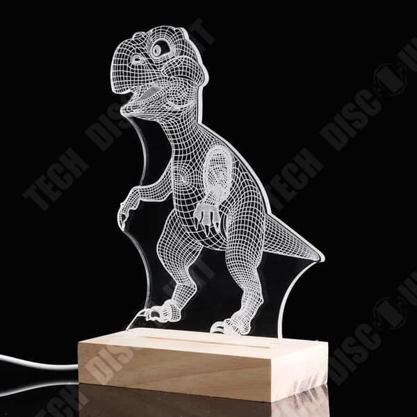 TD® Nattljus Dekorativt Dinosauriemönster 3D LED Nattlampa Illusion Light Skrivbordslampa Blå Färg Dekoration
