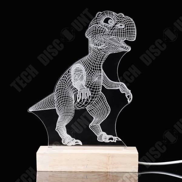 TD® Nattljus Dekorativt Dinosauriemönster 3D LED Nattlampa Illusion Light Skrivbordslampa Blå Färg Dekoration