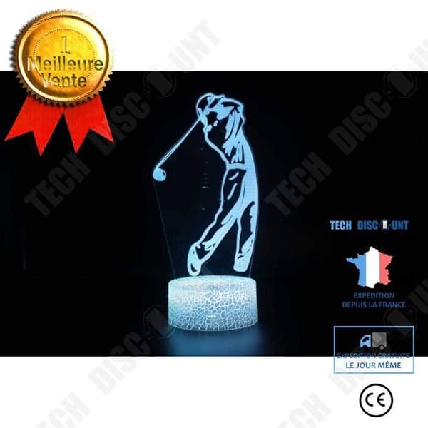 TD® Golf 3D-lampa med fjärrkontroll - 3D hollogramljus nattlampa för sovrumsdekoration - bordslampa presenter