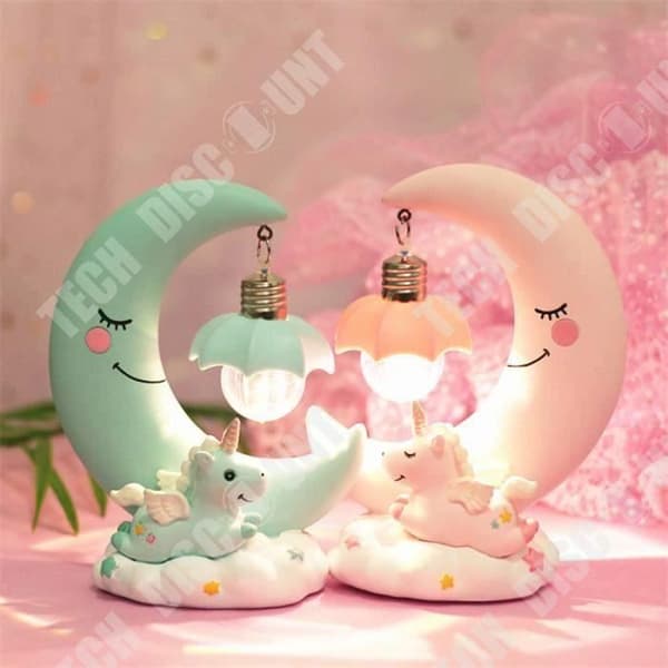 TD® Lunar nattlampa barnrumsdekoration interiörbelysning sovrum vardagsrum nattlampa måne harts LED-ljus rosa babyhår