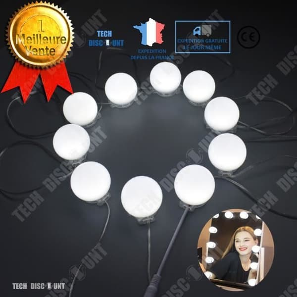 TD® lampa spegel sminkljus led holywood reklam dekorativ ljuslåda knapp dämpning vit elektrisk glödlampa