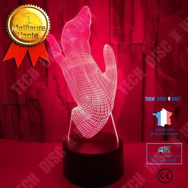 TD® Optisk bordslampa dekorativ taktil 7 färger optisk illusion - handmodell - USB-kabel med låg förbrukning eller 3 AAA-batterier