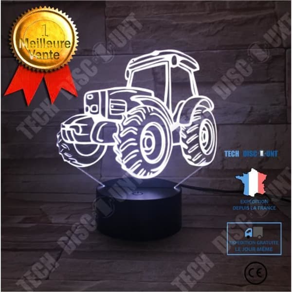 TD® Traktor 3D LED Nattljus 7 Färger Touch Baby Sömnbelysning Bordslampa Bil Vardagsrumslampa Barn Present J