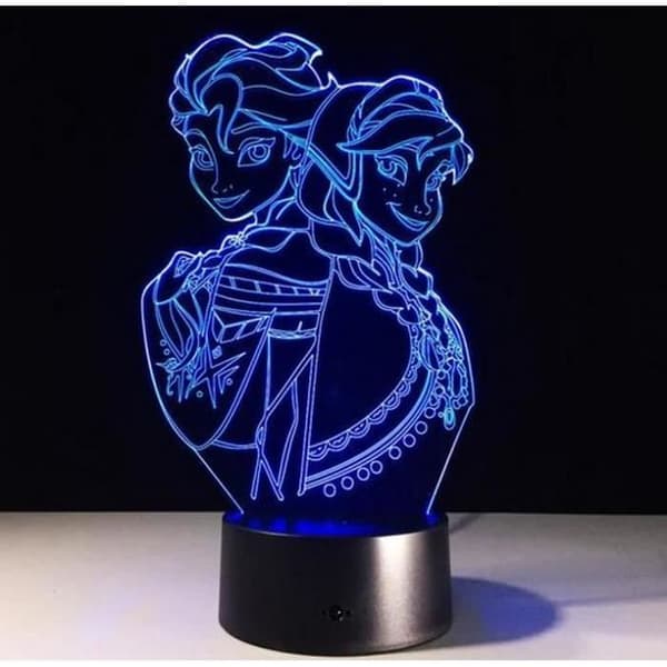 3D Nattlampa Färgglad Akryl Frozen Frozen Elsa Anna Nyhet