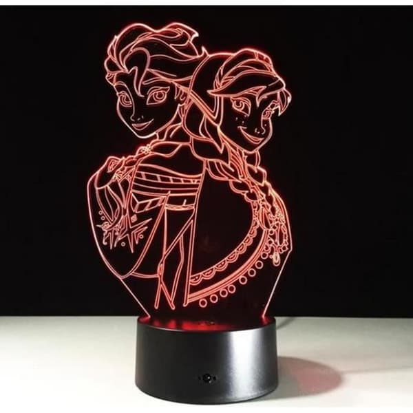 3D Nattlampa Färgglad Akryl Frozen Frozen Elsa Anna Nyhet