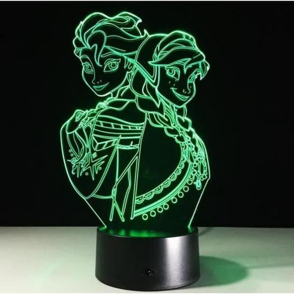 3D Nattlampa Färgglad Akryl Frozen Frozen Elsa Anna Nyhet