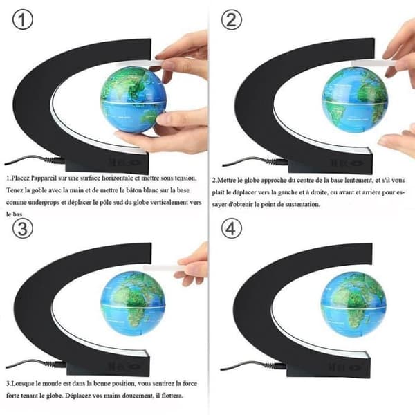 Kreativ upplyst jordklot flytande magnetisk levitationsgloblampa med LED-sfärljus för demonstration Blå