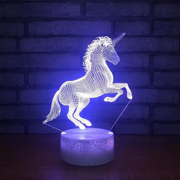 Burst textur bas 3d enhörning LED nattlampa 7 färg touch bordslampa present