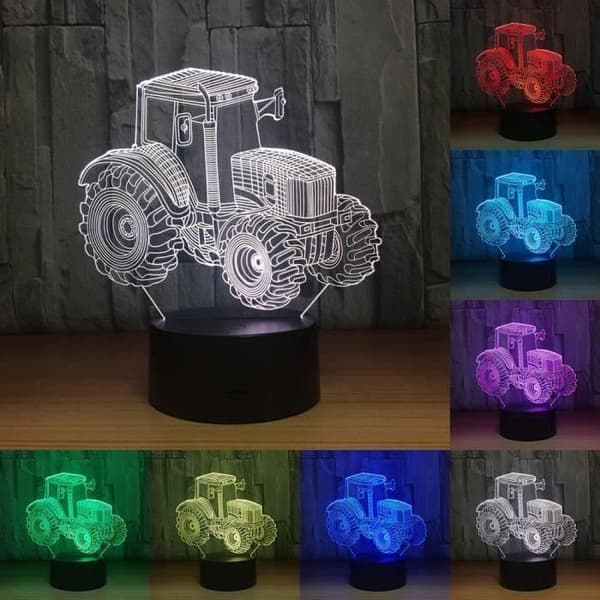 LED-lampa 3D Traktor Bil - 7 Färger - Heminredning - Uppladdningsbar USB - Touch