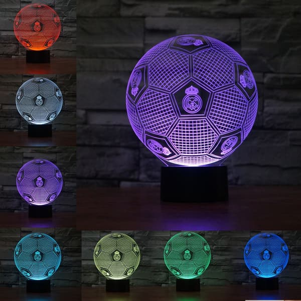 TD®Real Madrid fotbollslampa 3D färgglad touch LED visuellt ljus presentbordslampa nattlampa nattlampa med atmosfärsljus