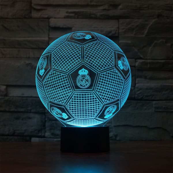 TD®Real Madrid fotbollslampa 3D färgglad touch LED visuellt ljus presentbordslampa nattlampa nattlampa med atmosfärsljus