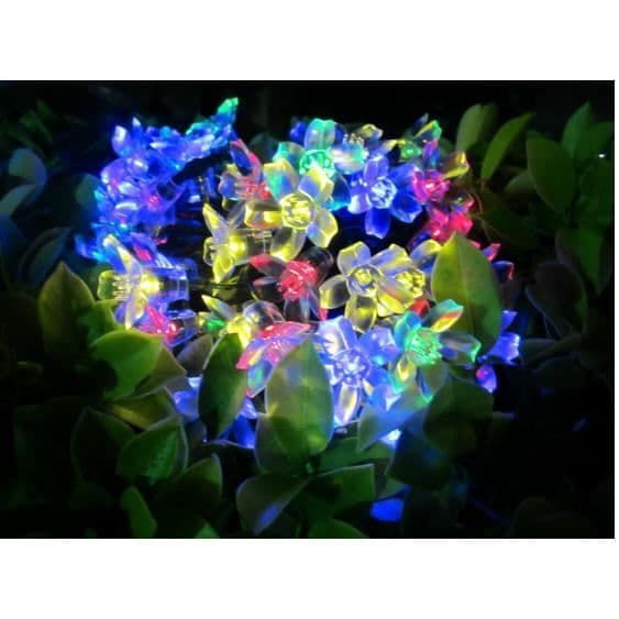 LED solar trädgårdslampa - 50 lysdioder i blomform - vattentät - 4 färger tillgängliga