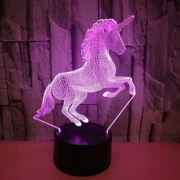 Unicorn 3D LED 7 färger Nattljus LED-bordslampa USB-barnlampor som hemdekorationer
