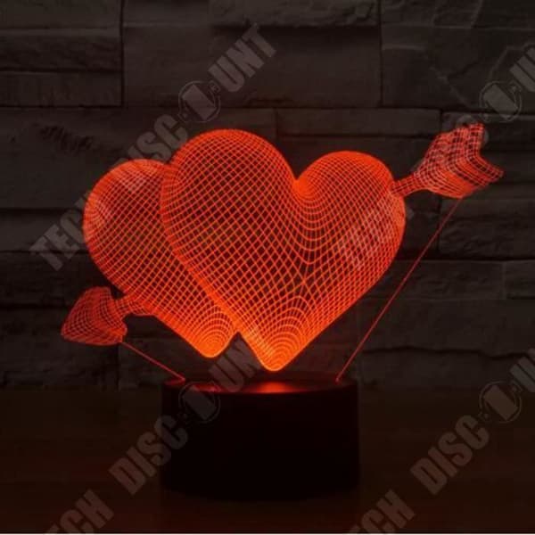 TD® Optisk bordslampa dekorativ touch 7 färger optisk illusion - hjärtmodell - låg förbrukning USB-kabel eller 3 AAA-batterier