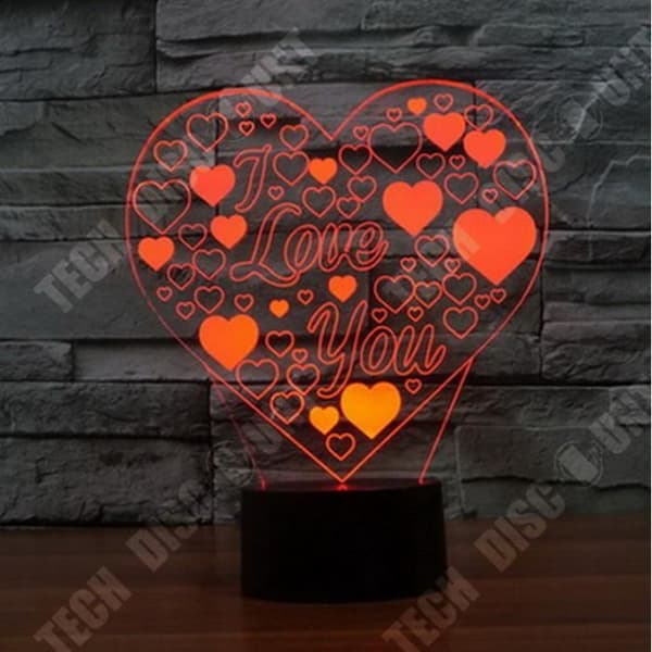 TD® 3D Optisk LED-nattlampa 3D LED-nattlampa I Love You Confession med 7 ljusfärger för heminredningslampa