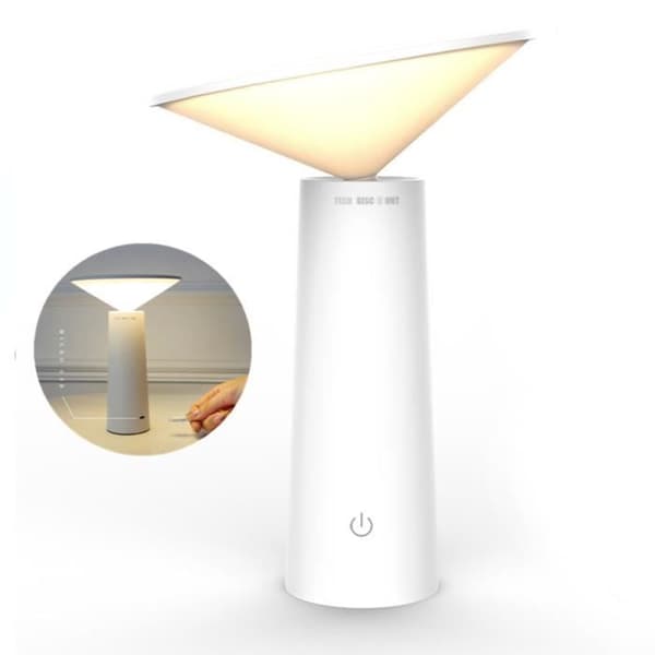 TD® Bordslampa vid sängkanten kontorsläsning led touch uppladdningsbart utomhusarbete vit högeffekt vacker design roterande ljus
