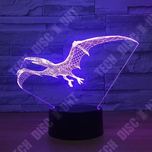 TD® Optisk bordslampa dekorativ touch 7 färger optisk illusion pterodactyl modell lågförbrukning USB-kabel eller 3 AA-batterier
