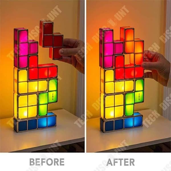 TD® Stapelbar Tetris bordslampa LED-ljus barnutveckling intelligens, nattljus bar fönster atmosfär ljus