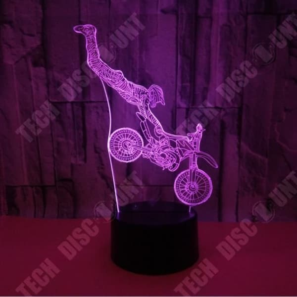 TD® BORDSLAMPA Mixte - Touch Nightlight 3D bordslampa Vision Light 7 färger Stuntmotorcykel - svart MIDENG™