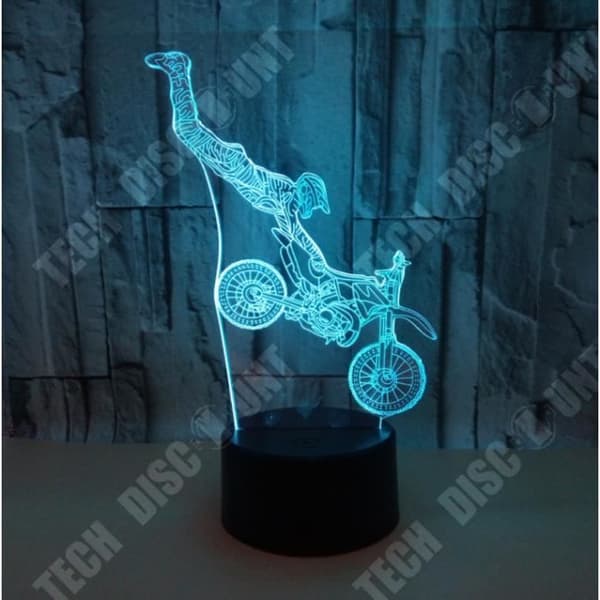 TD® BORDSLAMPA Mixte - Touch Nightlight 3D bordslampa Vision Light 7 färger Stuntmotorcykel - svart MIDENG™