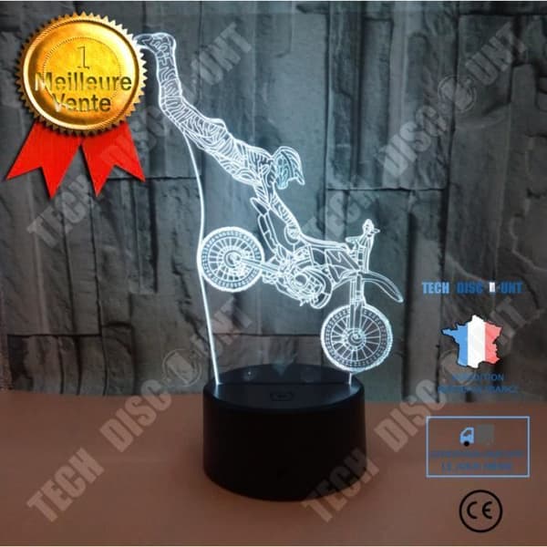 TD® BORDSLAMPA Mixte - Touch Nightlight 3D bordslampa Vision Light 7 färger Stuntmotorcykel - svart MIDENG™