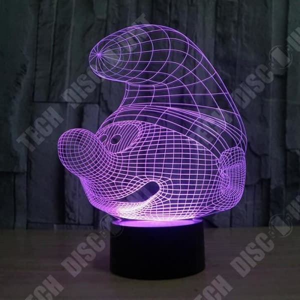 TD® Optisk bordslampa dekorativ touch 7 färger optisk illusion - Smurfmodell - lågförbrukning USB-kabel eller 3 batterier