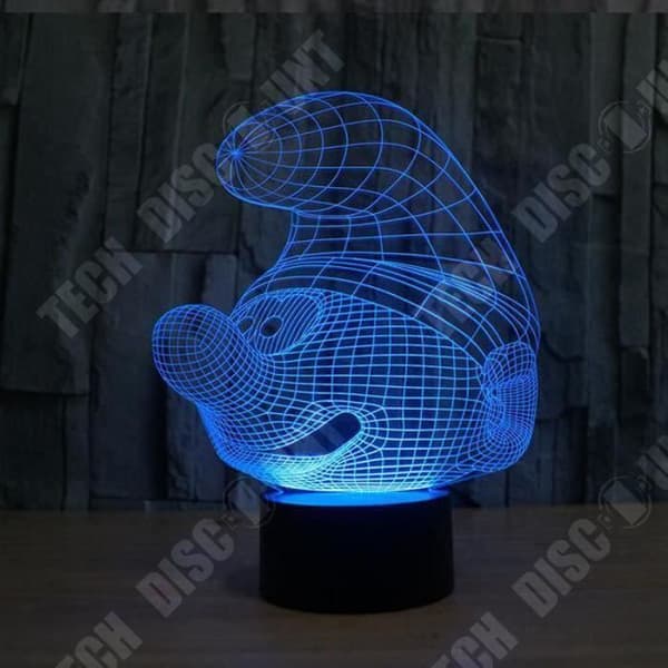 TD® Optisk bordslampa dekorativ touch 7 färger optisk illusion - Smurfmodell - lågförbrukning USB-kabel eller 3 batterier