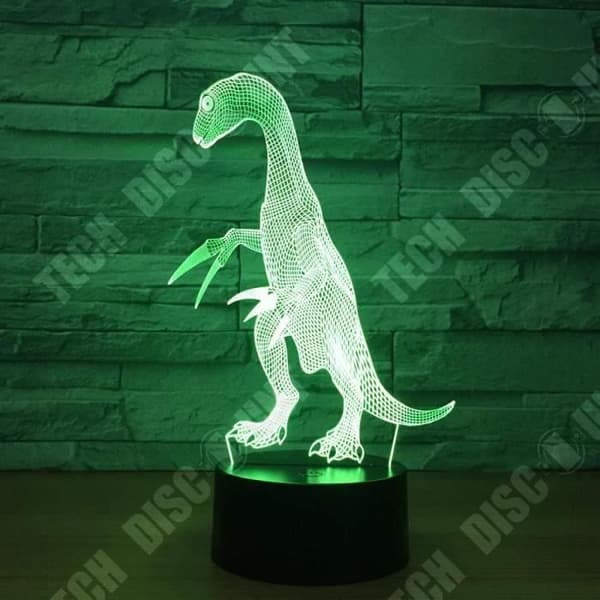 TD® Optisk bordslampa dekorativ touch 7 färger optisk illusion - dinosauriemodell - lågförbrukning USB-kabel 3 batterier