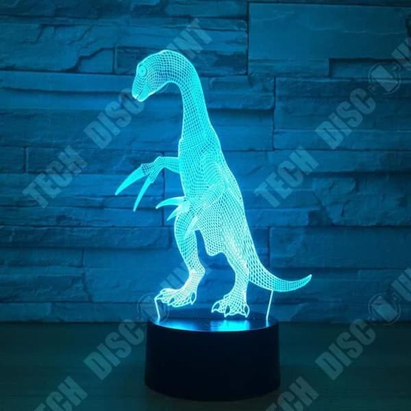TD® Optisk bordslampa dekorativ touch 7 färger optisk illusion - dinosauriemodell - lågförbrukning USB-kabel 3 batterier
