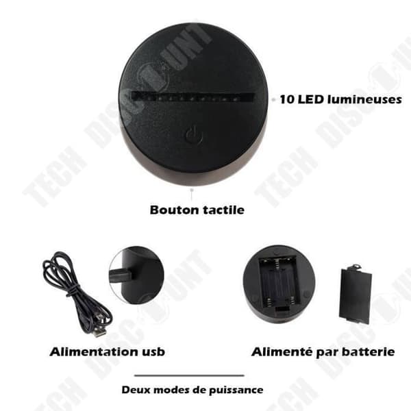 TD® Optisk bordslampa dekorativ touch 7 färger optisk illusion - brandmansmodell - låg förbrukning USB-kabel eller 3 batterier