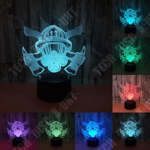 TD® Optisk bordslampa dekorativ touch 7 färger optisk illusion - brandmansmodell - låg förbrukning USB-kabel eller 3 batterier