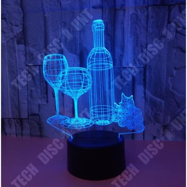 TD® Blandad BORDSLAMPA - Dekoration 3D Touch Night Light 7 färger - svart Xiangsh™