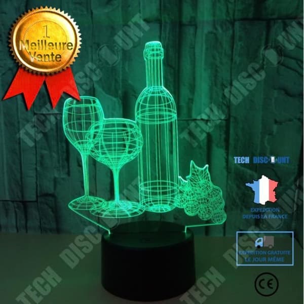 TD® Blandad BORDSLAMPA - Dekoration 3D Touch Night Light 7 färger - svart Xiangsh™