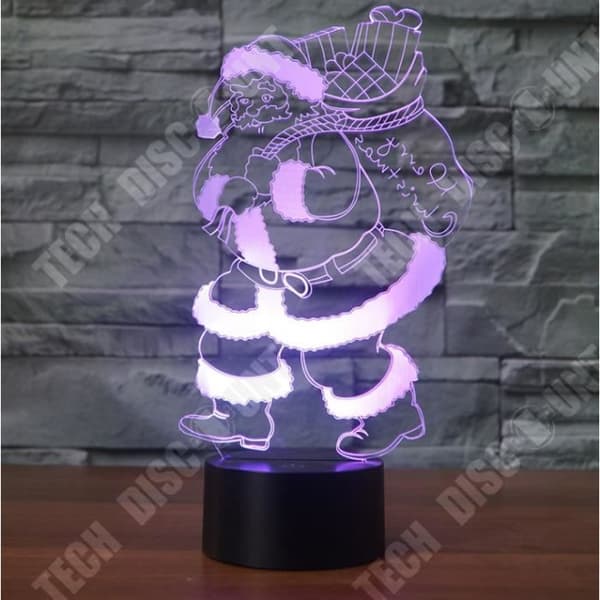 TD® 3D Optisk LED Nattlampa 3D LED Nattlampa Jultomten Ta med en present med 7 ljusa färger för heminredning