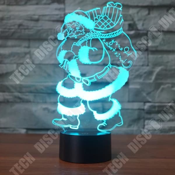 TD® 3D Optisk LED Nattlampa 3D LED Nattlampa Jultomten Ta med en present med 7 ljusa färger för heminredning