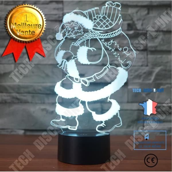 TD® 3D Optisk LED Nattlampa 3D LED Nattlampa Jultomten Ta med en present med 7 ljusa färger för heminredning