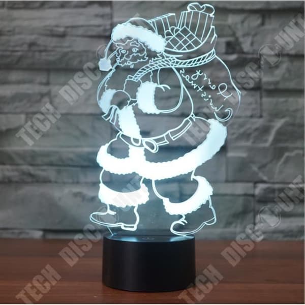 TD® 3D Optisk LED Nattlampa 3D LED Nattlampa Jultomten Ta med en present med 7 ljusa färger för heminredning