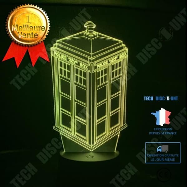 TD® Dekorativ USB-telefonkiosk 7 färger Fjärrkontroll Optisk illusion Nattljus 3D-visualisering Bordslampor OP32362